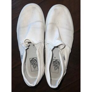 Vans Classic Slip-On White Canvas Sneakers – Women's Size 8.5